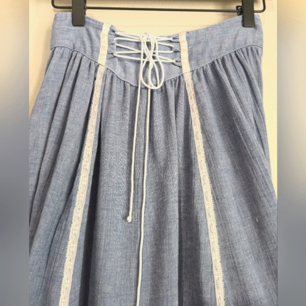 Jessica's Gunnies Jessica Sax McClintock Corset High Waist Lace Trim Midi Skirt - Picture 3 of 13